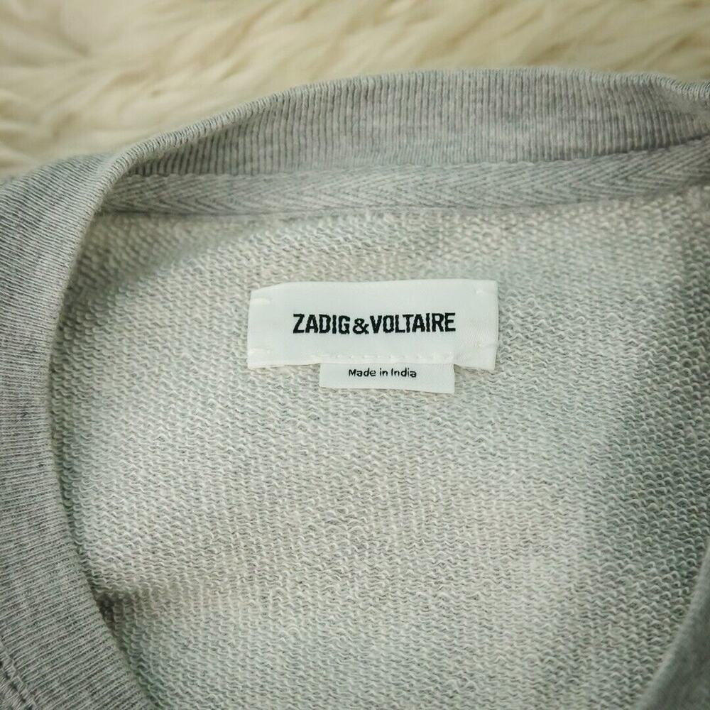 Zadig & Voltaire Size Large L Rock Roll Silver Metallic Studded Crew Sweatshirt - Picture 5 of 7